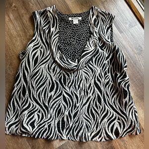 Y2K Black and white zebra print/ polka dot blouse